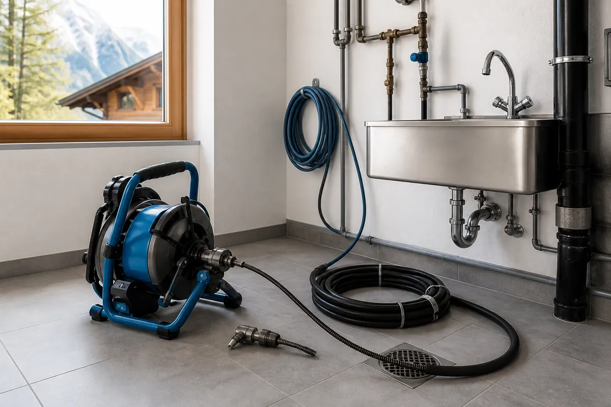 Geräte für die Rohrreinigung in einem sauberen Technikraum